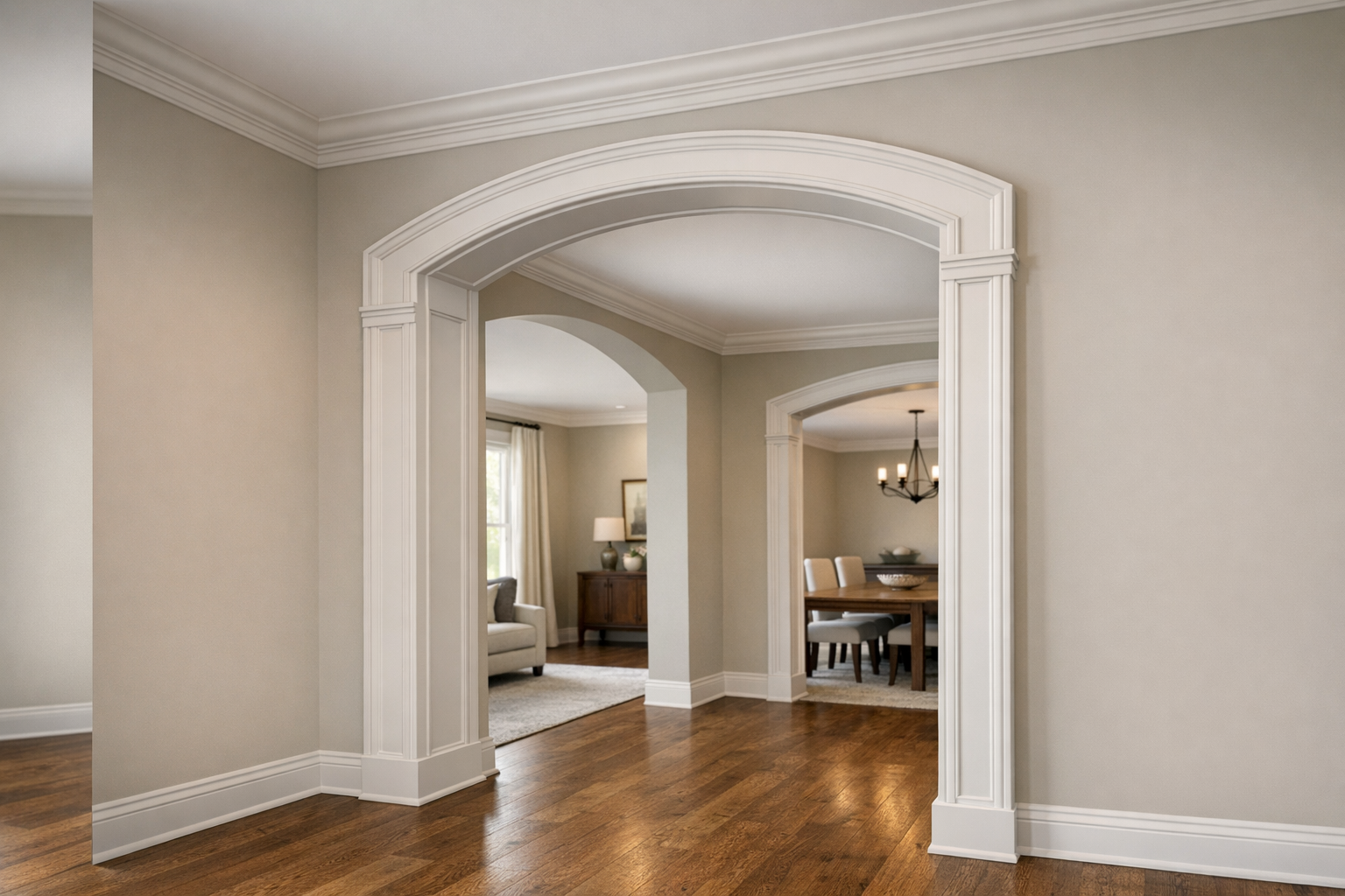 Cased arch with jamb depth